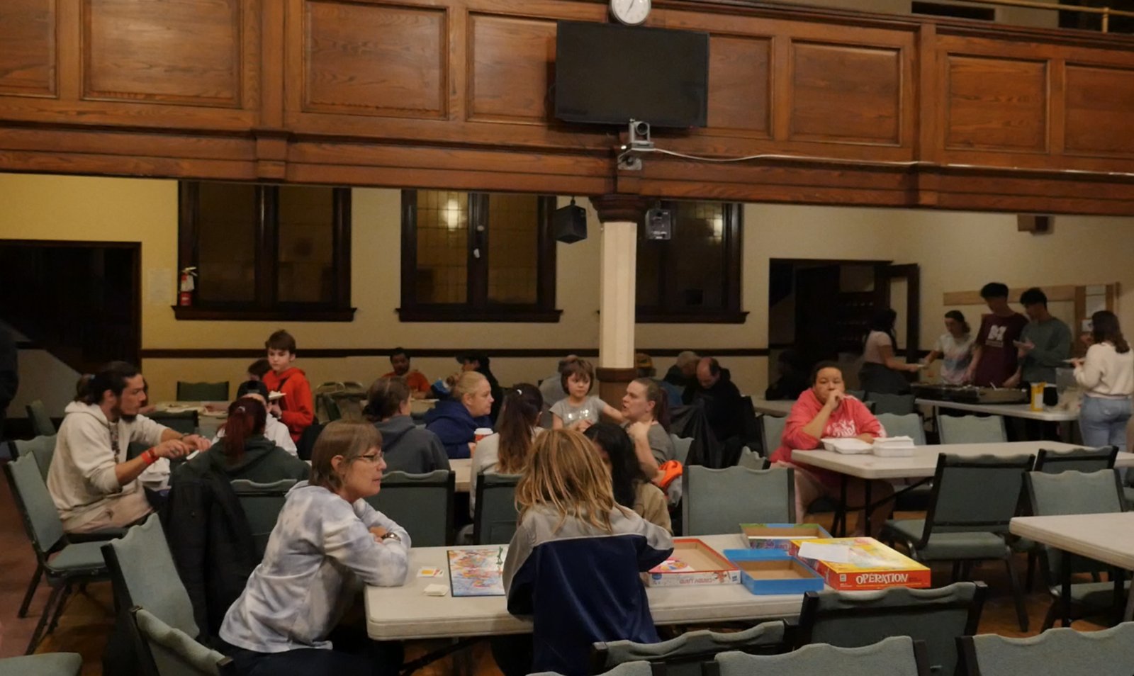 The community dinner in the hall