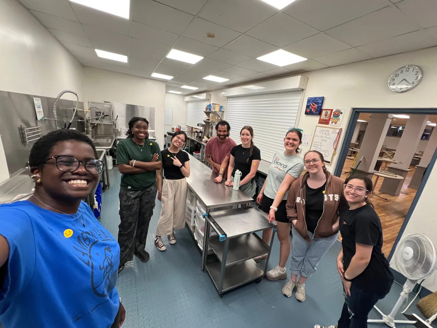 Volunteers gathered in the Royal City Mission kitchen