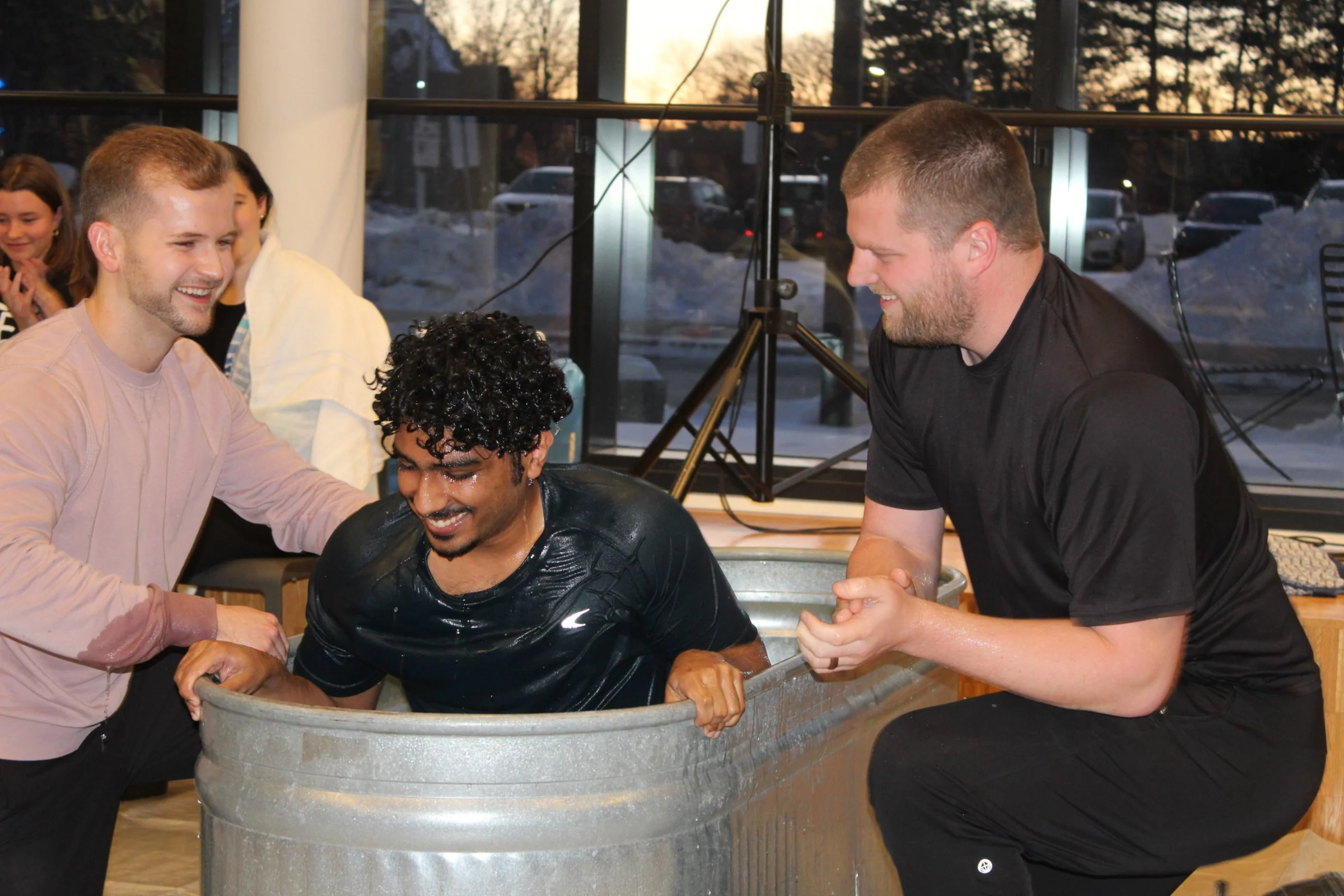Students and missionaries on campus